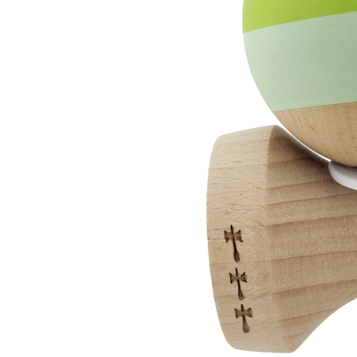 Kendama X Originala, Profesionala, Flippy, Rubber Grip, Cupe Mari KING SIZE V3, Gaura in Baza, Rulment Metalic, din lemn 18 cm, Ata 62/65 cm, Special Verde degrade [8]