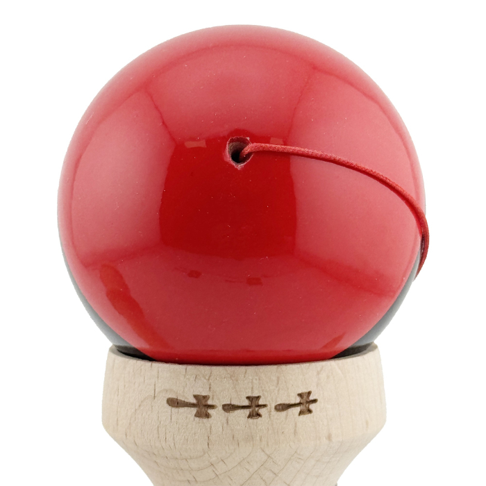 Kendama X Originala, Profesionala, Flippy, Super Sticky cu Cupe Mari KING SIZE V3, Gaura in Baza, Rulment Metalic, din lemn 18 cm, Ata 62/65 cm, Rosu/Negru/Galben  [10]