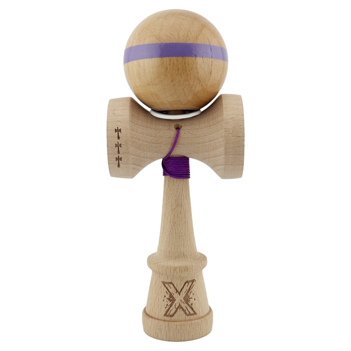 Kendama X Originala, Profesionala, Flippy, Super Sticky, Cupe Mari KING SIZE V3, Gaura in Baza, Rulment Metalic, din lemn 18 cm, Ata 62/65 cm, Original Mov [2]