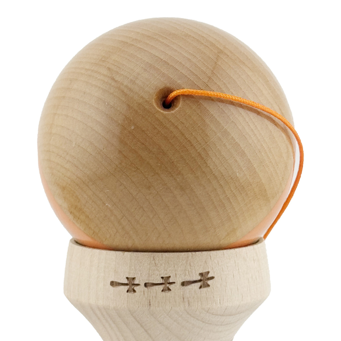 Kendama X Originala, Profesionala, Flippy, Super Sticky, Cupe Mari KING SIZE V3, Gaura in Baza, Rulment Metalic, din lemn 18 cm, Ata 62/65 cm, Original Portocaliu [10]