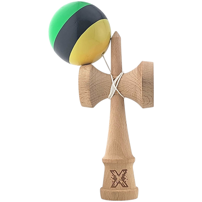 BF-Kendama X Originala, Profesionala, Flippy, Super Sticky din Lemn, 18 cm, Galben/Negru/Verde [3]