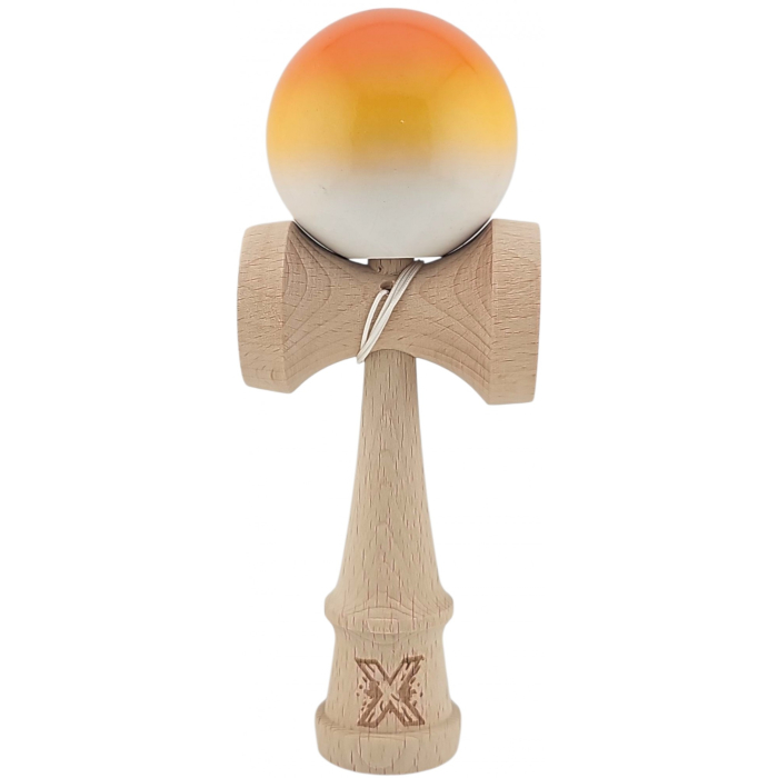 Kendama X Originala, Profesionala, Flippy, Super Sticky din Lemn, 18 cm, Gradient Portocaliu/Galben/Alb [1]