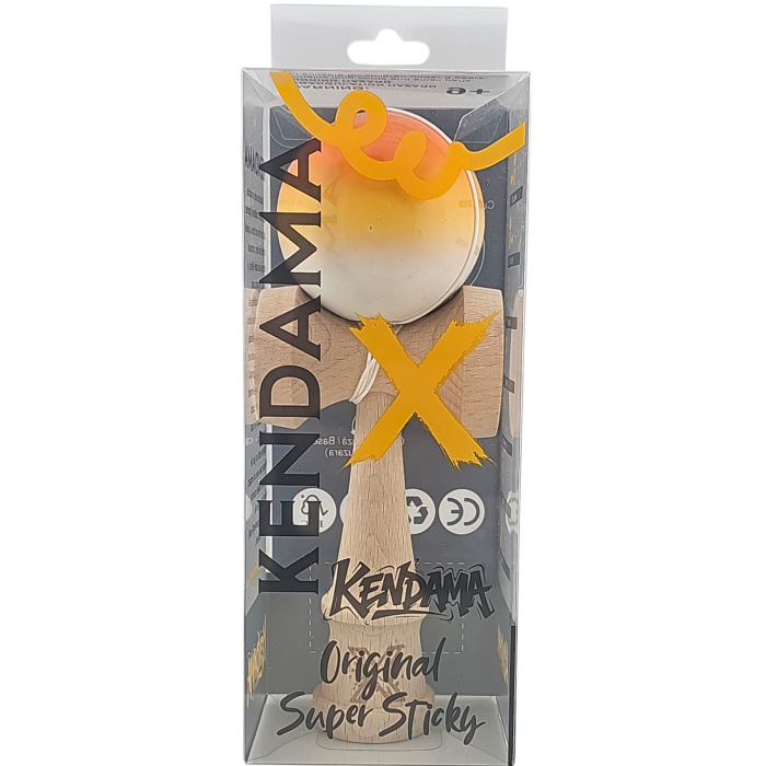 Kendama X Originala, Profesionala, Flippy, Super Sticky din Lemn, 18 cm, Gradient Portocaliu/Galben/Alb [4]