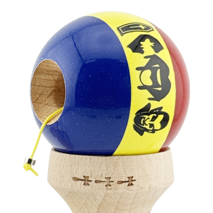 Kendama X Originala, Profesionala, Flippy, Tricolor Edition Vampir Dracula, Super Sticky cu Cupe Mari KING SIZE V3, Rulment Metalic si Gaura in Baza, din Lemn 18 cm, Ata 62/65 cm, Multicolor [7]