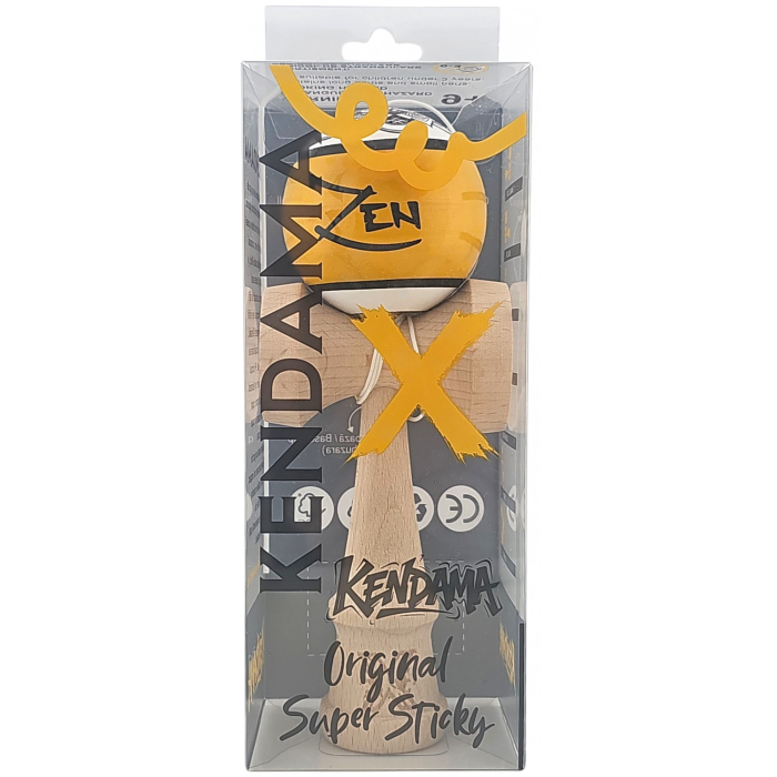 Kendama X Originala, Profesionala, Zen, Flippy, din Lemn, Super Sticky, 18 cm, Auriu/Alb/Negu [5]
