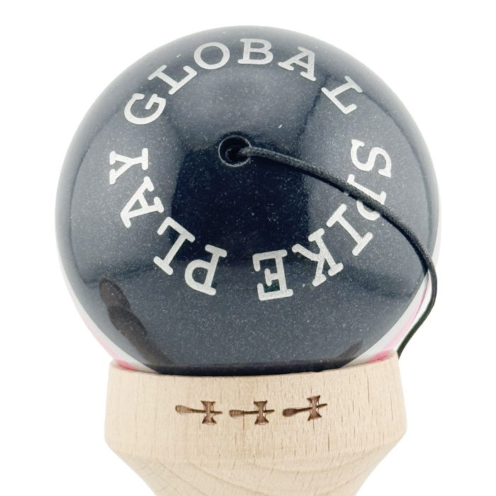 Kendama X Originala ROYAL SPIKE, Profesionala, Flippy, Cupe Mari KING SIZE V3, Super Sticky, Gaura in Baza, Rulment Metalic, din lemn 18 cm, Ata 62/65 cm, Inel Roz [9]