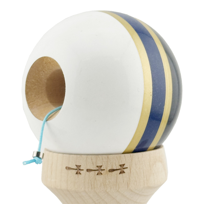 Kendama X Originala ROYAL SPIKE, Profesionala, Flippy, Cupe Mari KING SIZE V3, Super Sticky, Gaura in Baza, Rulment Metalic, din lemn 18 cm, Ata 62/65 cm, Inel Albastru inchis [6]