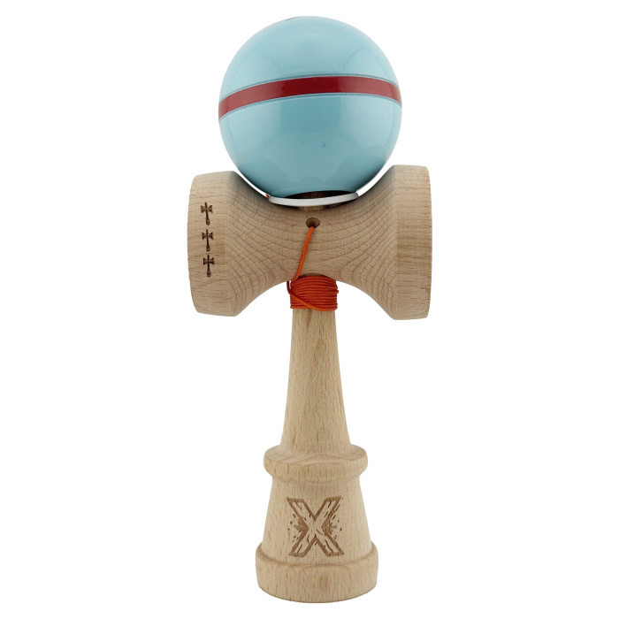 Kendama X Originala Silken, Profesionala, Flippy, Cupe Mari KING SIZE V3, Super Sticky, Gaura in Baza, Rulment Metalic, din lemn 18 cm, Ata 62/65 cm, Albastru deschis [2]