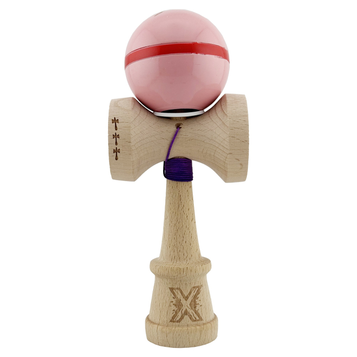 Kendama X Originala Silken, Profesionala, Flippy, Cupe Mari KING SIZE V3, Super Sticky, Gaura in Baza, Rulment Metalic, din lemn 18 cm, Ata 62/65 cm, Roz [2]