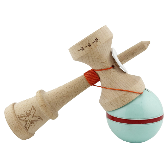 Kendama X Originala Silken, Profesionala, Flippy, Cupe Mari KING SIZE V3, Super Sticky, Gaura in Baza, Rulment Metalic, din lemn 18 cm, Ata 62/65 cm, Verde Mint [5]