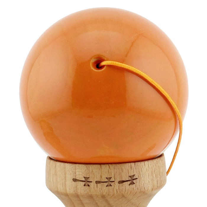 Kendama X Rainbow Originala, Profesionala, Flippy, Big Cups V2, Super Sticky cu Cupe Mari, Rulment Metalic, din lemn 18 cm, Ata 55 cm, Portocaliu/Maro [8]