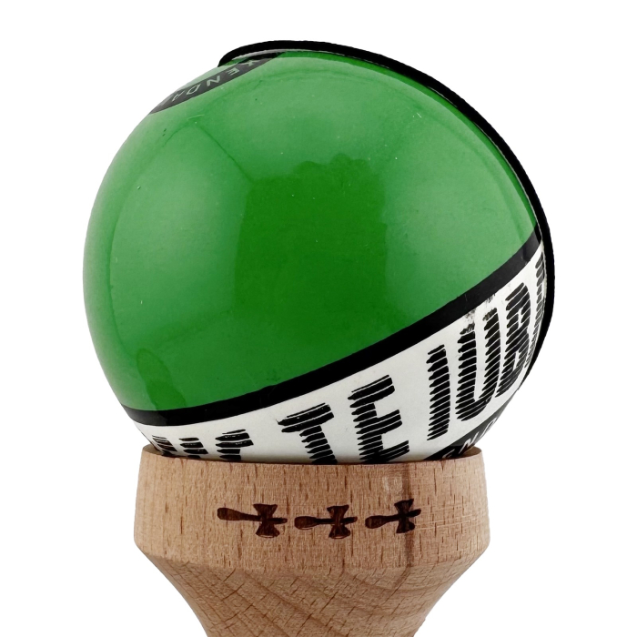 *LICHIDARE STOC* Kendama X TE IUBESC Originala, Profesionala, Flippy, Super Sticky cu Cupe Mari KING SIZE V3, Gaura in Baza, Rulment Metalic, din lemn 18 cm, Ata 62/65 cm, Verde/Alb [10]