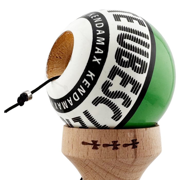 Kendama X TE IUBESC Originala, Profesionala, Flippy, Super Sticky cu Cupe Mari KING SIZE V3, Gaura in Baza, Rulment Metalic, din lemn 18 cm, Ata 62/65 cm, Verde/Alb [7]