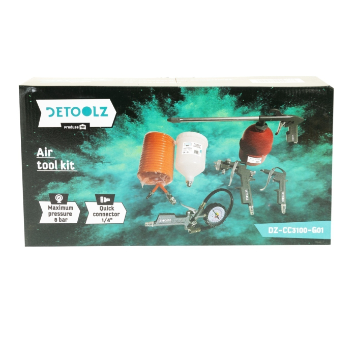 Kit accesorii aer comprimat Detoolz, 5 piese, cupla rapida [2]