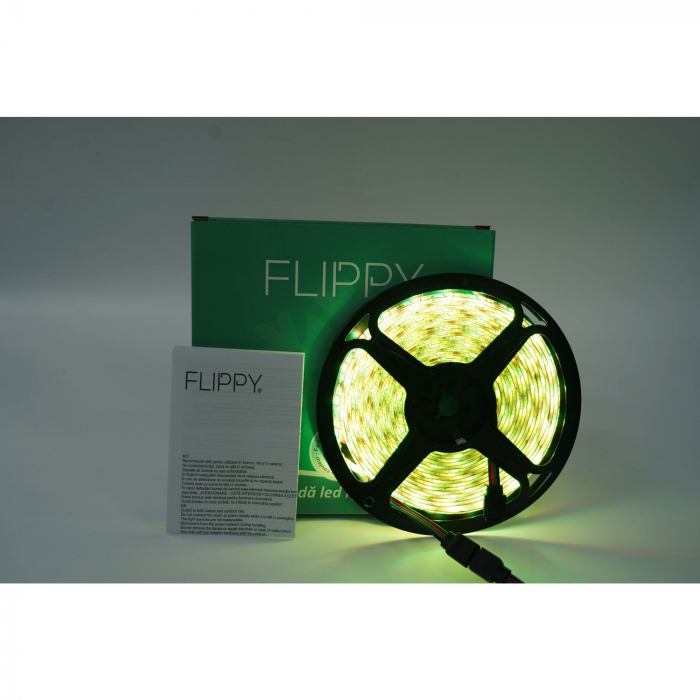 Kit Banda Led RGB SMD 5050 cu Transformator inclus Flippy - Lungime 5 M, 270 LED-uri, Telecomanda 44 taste, pentru TV, PC, Auto, IP65, Lumina Ambientala [5]