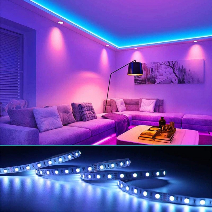 Kit Banda Led RGB SMD 5050 cu Transformator inclus Flippy - Lungime 5 M, 270 LED-uri, Telecomanda 44 taste, pentru TV, PC, Auto, IP65, Lumina Ambientala [13]