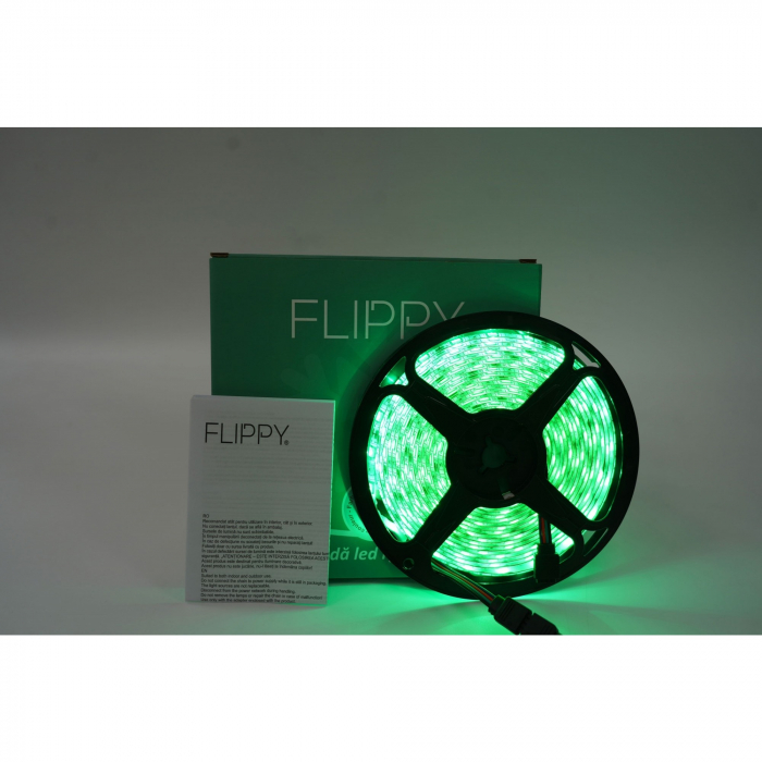 Kit Banda Led RGB SMD 5050 cu Transformator inclus Flippy - Lungime 5 M, 270 LED-uri, Telecomanda 44 taste, pentru TV, PC, Auto, IP65, Lumina Ambientala [3]