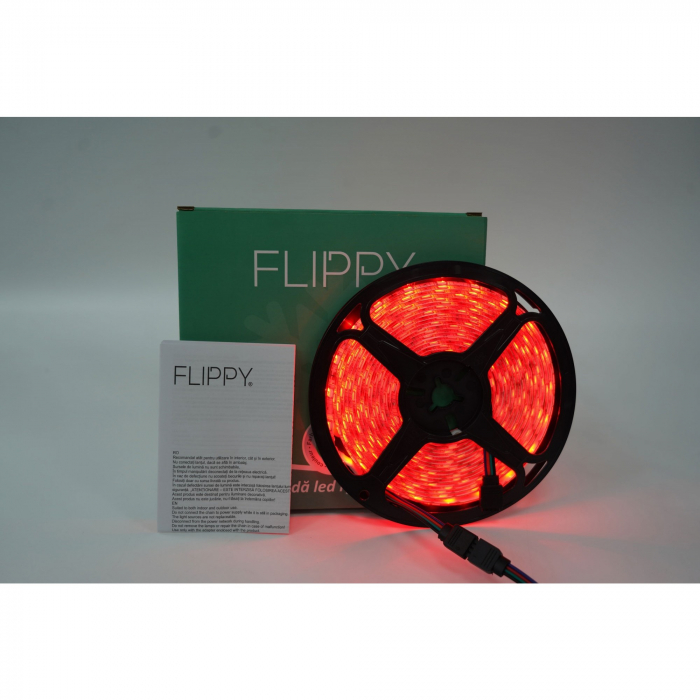 Kit Banda Led RGB SMD 5050 cu Transformator inclus Flippy - Lungime 5 M, 270 LED-uri, Telecomanda 44 taste, pentru TV, PC, Auto, IP65, Lumina Ambientala [7]