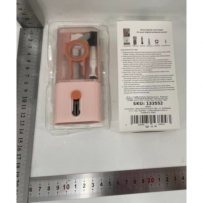 Kit Multifunctional de Curatare Produse Electronice 10in1, Flippy, pentru Laptop, Tastatura, Telefon, Casti, Roz [3]