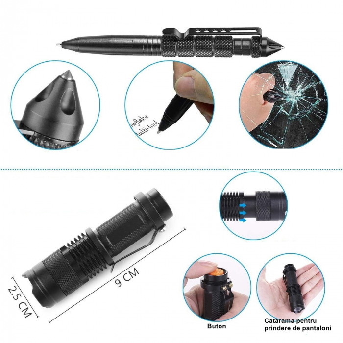 lichidare Kit supravietuire multifuncional Flippy, 42 de Instrumente Profesionale, Echipament de prim-ajutor, Drumetie, Camping, Negru [5]