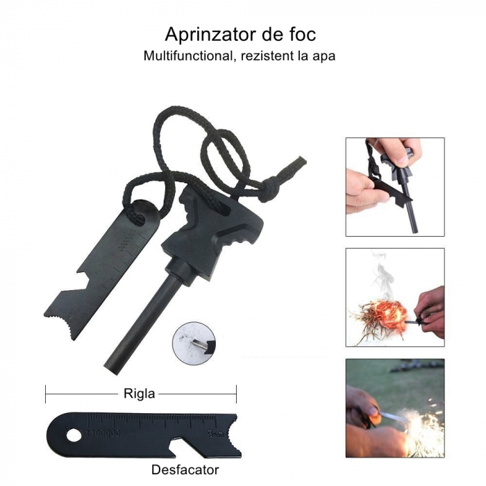 lichidare Kit supravietuire multifuncional Flippy, 42 de Instrumente Profesionale, Echipament de prim-ajutor, Drumetie, Camping, Negru [8]
