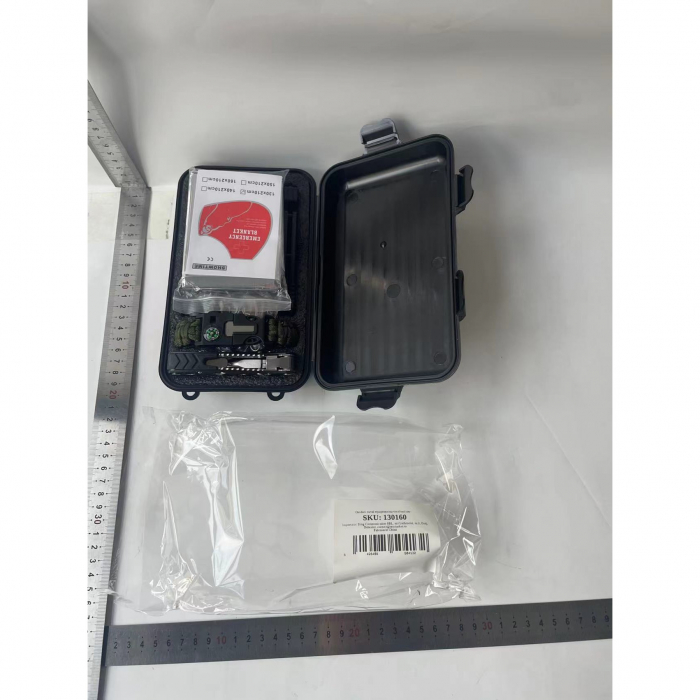 Kit supravietuire multifunctional, Flippy, Instrumente profesionale, Tip Valiza, pentru Camping, Drumetii, Aventuri in aer liber, 130x210 cm, Negru [2]
