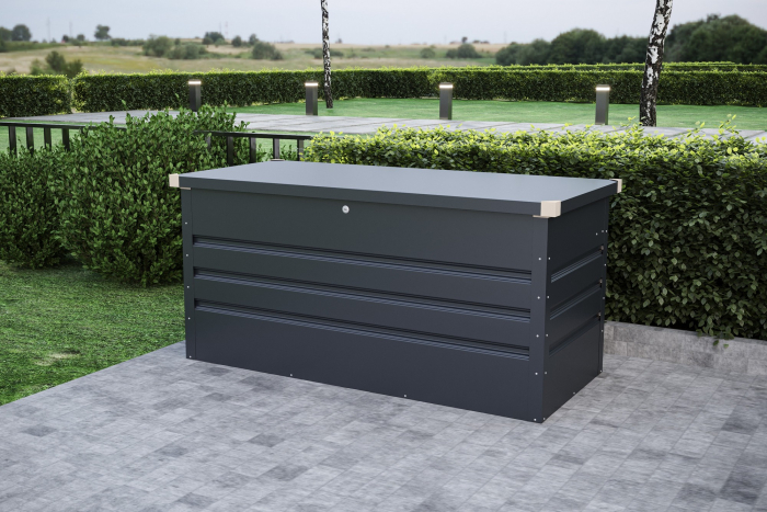 Lada pentru depozitare gradina metalica, KLUGMEISTER Max B, dimensiuni 132x61x62 cm, culoare Gri [4]