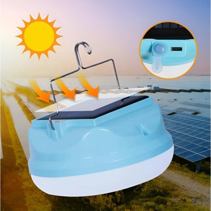 Lama Solara, Flippy, 2in1, Incarcare Solara/USB, LED, din Plastic, 3 Trepte de Intensitate, 100 W, 5V, 13 x 13 x 7 cm, Albastru [2]