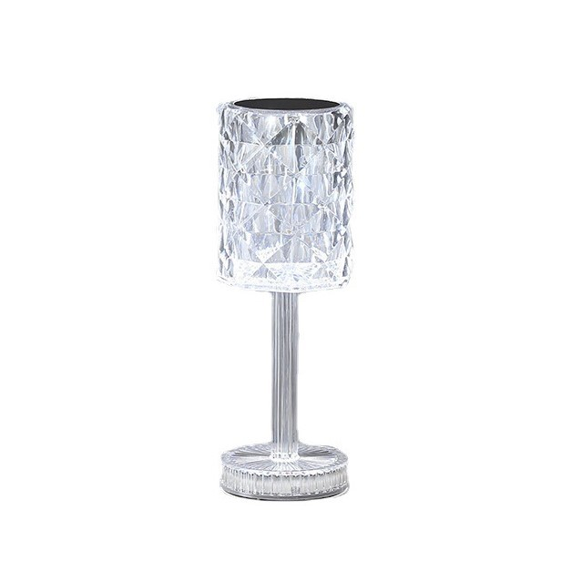 Lampa de birou pe LED RGB 16, Flippy, dimmer tactil, 3 nivele de intensitate, incarcare USB, 3W, Cristal Acrilic, 13x28 cm, cu telecomanda, forma veioza, transparent [1]