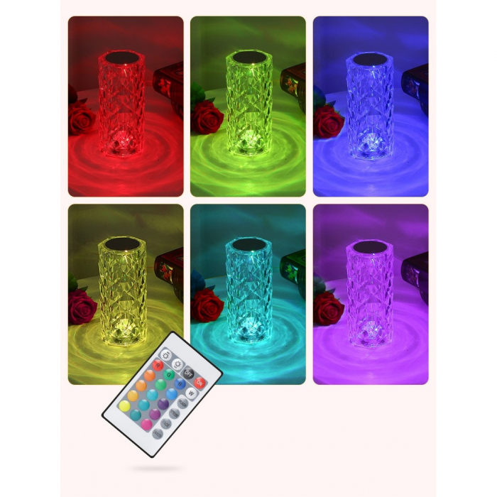 Lampa de birou pe LED RGB, Flippy, dimmer tactil, 3 nivele de intensitate, Cristal Acrilic, cu telecomanda [2]