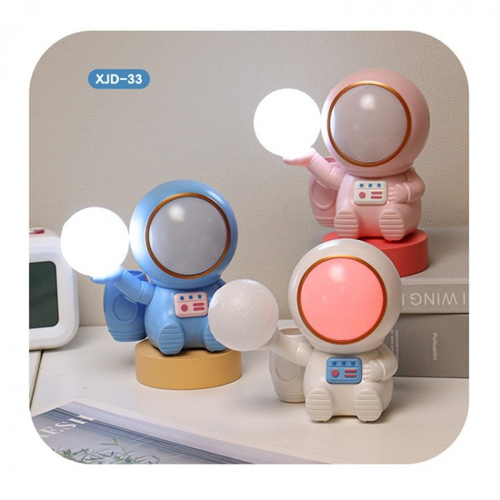 Lampa de Veghe 2in1, Flippy, Lampa, Ascutitoare si Spatiu Depozitare, Model Astronaut, Incarcare USB, din ABS, 12 x 7 x 11 cm, Lumina Led, Multicolor [2]
