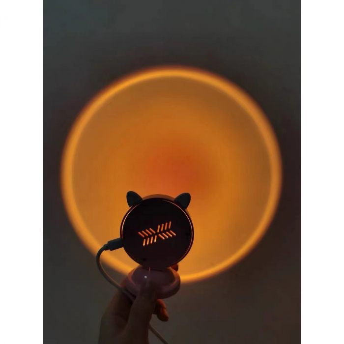 Lampa de veghe cu proiectie Multicolor RGB cu telecomanda, Flippy, lumina ambientala pentru atmosfera romantica, iepuras, Roz [4]