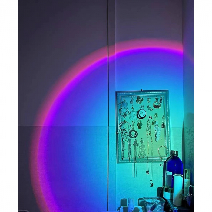 Lampa de veghe cu proiectie Multicolor RGB cu telecomanda, Flippy, lumina ambientala pentru atmosfera romantica, iepuras, Roz [5]