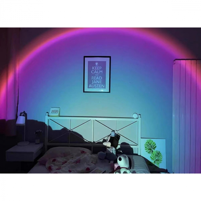 Lampa de veghe cu proiectie Multicolor RGB cu telecomanda, Flippy, lumina ambientala pentru atmosfera romantica, iepuras, Roz [8]