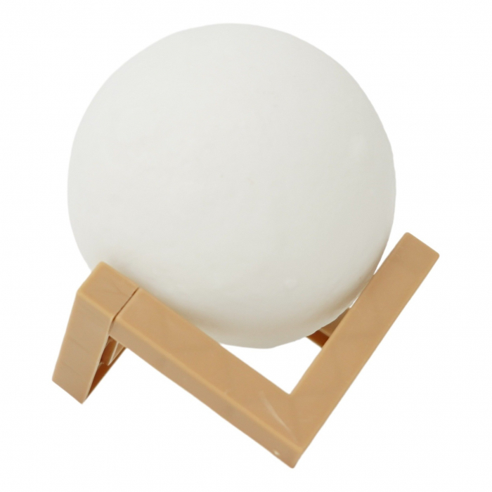 Lampa de veghe in forma de luna 3D Moon Light, alb cald alimentare baterii, fara acumulator, stand din plastic inclus, 8 cm, Flippy [1]