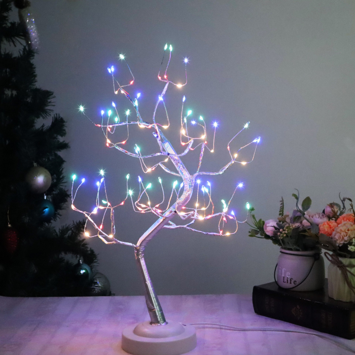 Lampa de veghe LED cu baterii si USB, Flippy, Model Copac din cupru, Multicolor [9]