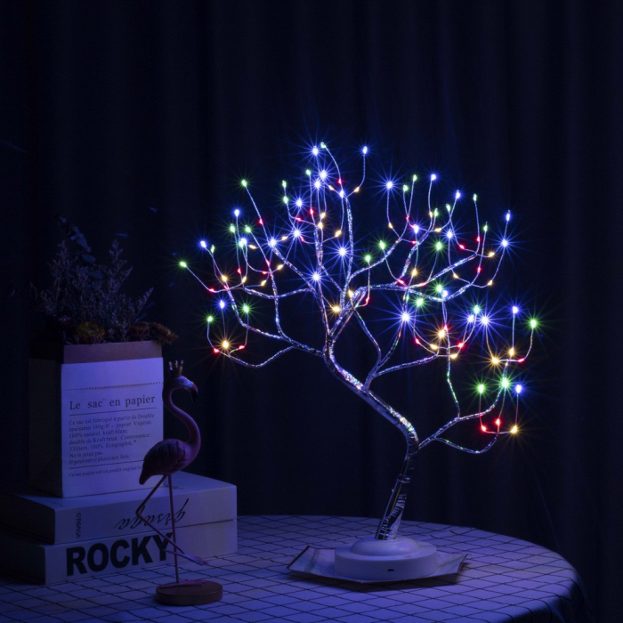Lampa de veghe LED cu baterii si USB, Flippy, Model Copac din cupru, Multicolor [2]