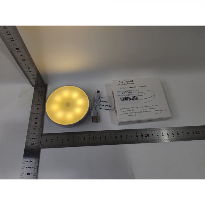 Lichidare Lampa de Veghe LED, Flippy, cu Senzor de Miscare, Incarcare USB, 0.6W, 300mAh, Design Rotund, Alb, 8.5x2.3 cm [6]