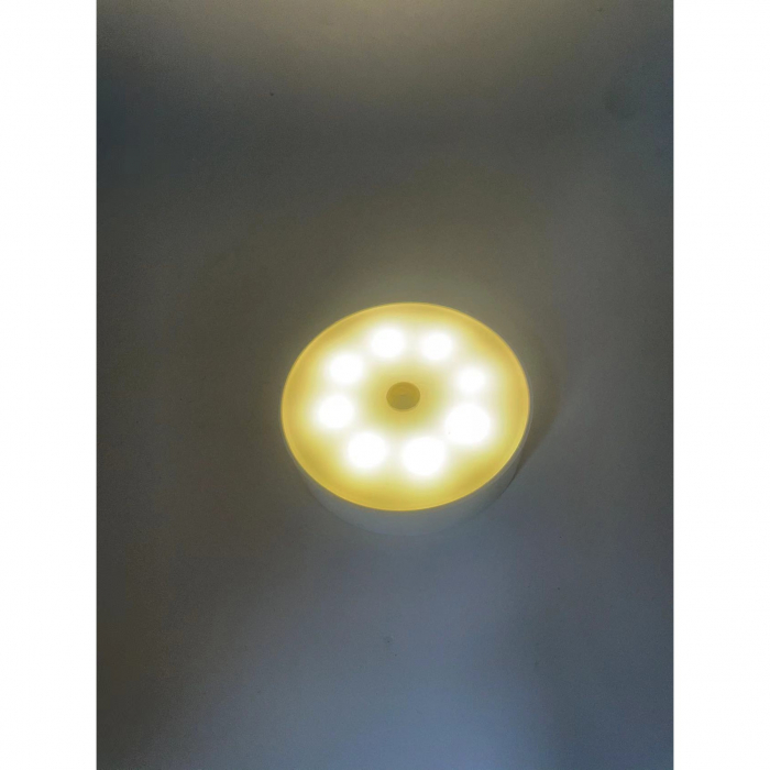 Lichidare Lampa de Veghe LED, Flippy, cu Senzor de Miscare, Lumina Alba Calda si Rece, Incarcare USB, 0.6W, 300mAh, Design Rotund, Alb, 8.5x2.3 cm [9]