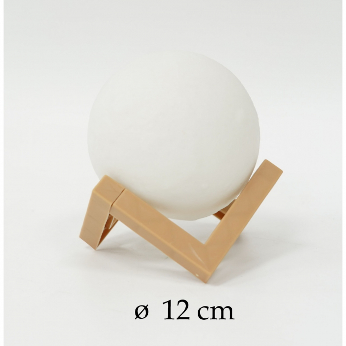 Lampa de veghe luna 3D Moon Light, lumina LED alb cald, alimentare baterii, fara acumulator, stand din plastic inclus, 12 cm, Flippy [8]