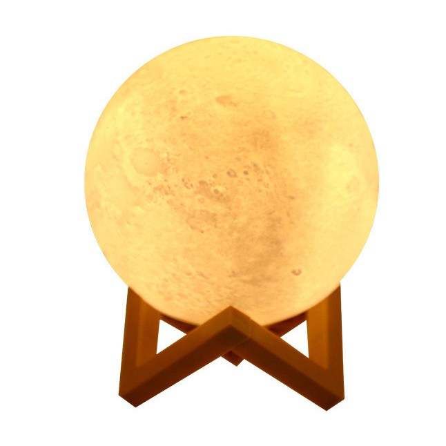 Lampa de veghe luna 3D Moon Light, lumina LED alb cald, alimentare baterii, stand din plastic, 20 cm, Flippy [1]