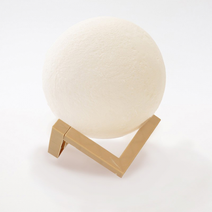 Lampa de veghe luna 3D Moon Light, lumina LED alb cald, alimentare baterii, stand din plastic, 20 cm, Flippy [4]
