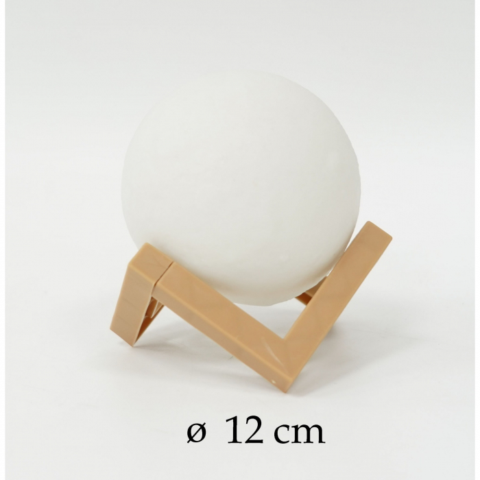 Lampa de veghe luna 3D Moon Light, lumina multicolora LED, 7 culori, schimbare culoare prin atingere, alimentare baterii, fara acumulator, stand din plastic inclus, 12 cm, Flippy [8]