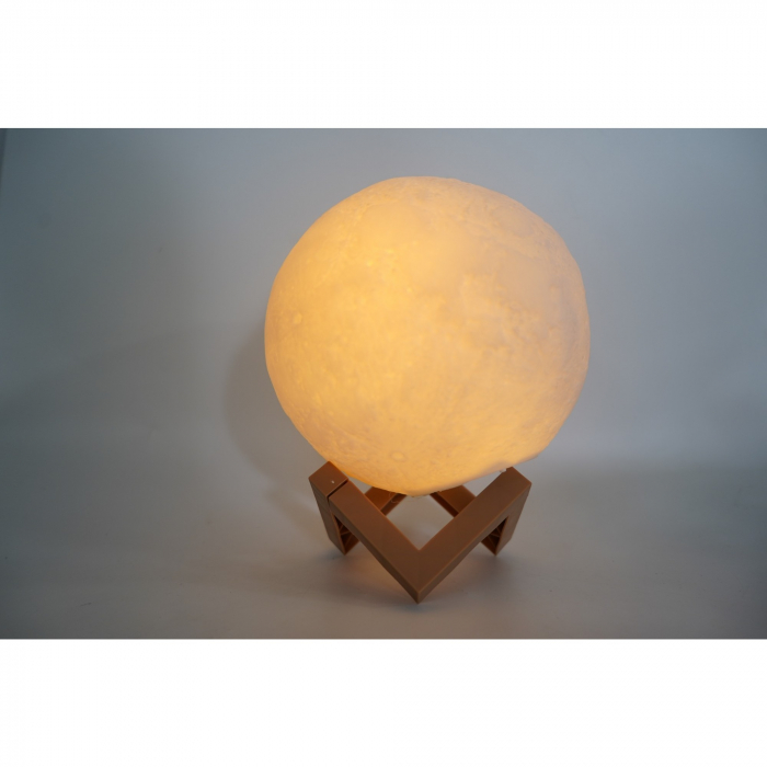 Lampa de veghe luna3D Moon Light, lumina LED alb cald, alimentare baterii, stand din plastic, 18 cm, Flippy [2]