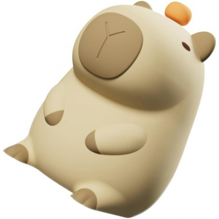 Lampa de Veghe pentru Copii, Flippy, din Silicon, Senzor Tactil, Model Capibara, Lumina Calda, Protectie pentru Ochi, Incarcare USB, Capacitate Baterie Incorporata 800mAh, 10.8x9x12.8 cm, Alb [4]