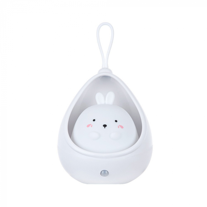 Lampa de veghe portabila cu 2 moduri de functionare Flippy, silicon non-toxic, reincarcabila USB, senzor miscare, alb, iepuras [1]