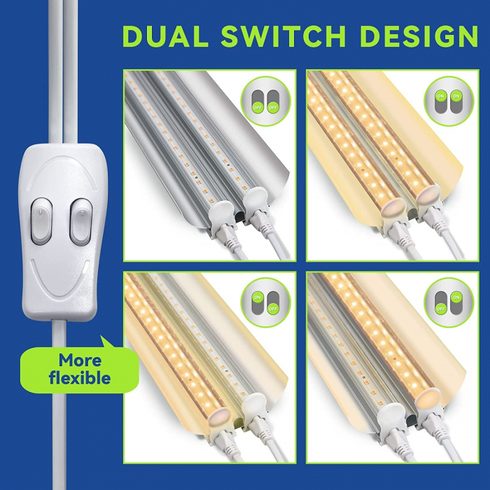 Lampa dubla pentru cresterea plantelor Flippy, 50 cm, T5, tehnologie LED, nu afecteaza plantele, potrivit pentru intregul ciclu de crestere, lumina alb calda [5]