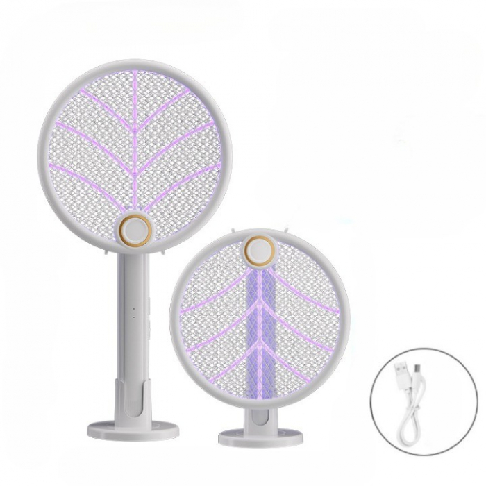 Lampa Electrica Impotriva Tantarilor, Flippy, 42.5 x 22 x 10.5 cm, Reincarcabila cu Cablu USB Inclus, Plasa din Aluminum Alb [2]