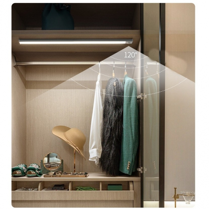 Lampa LED cu Senzor de Lumina si Miscare 30 cm, Flippy, Intensitate Reglabila, Suport Magnetic, 79 LED-uri, 114.59lm , Acumulator 600mAh cu Reincarcare prin USB-C, pentru Bucatarie, Hol, Dressing, Gar [2]