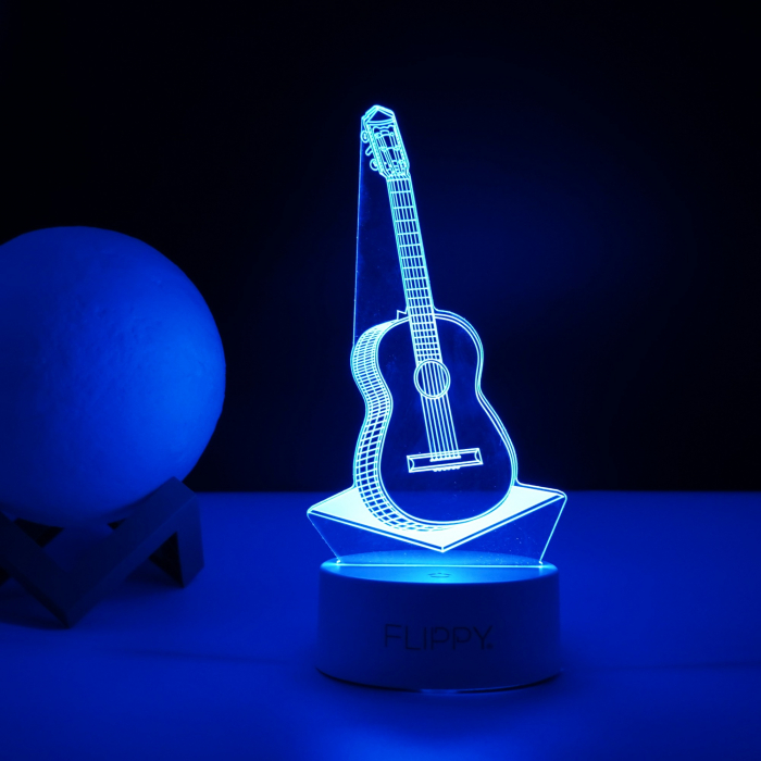 Lichidare Lampa LED decorativa, Flippy, 3D, Chitara, din material acril si lumina multicolora, alb [4]